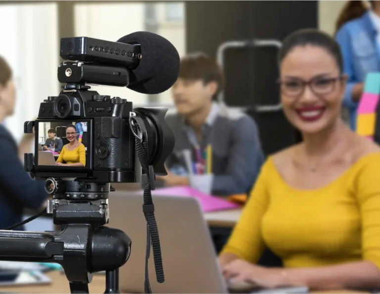 ženu kterou natáčí v kanceláři se spolupracovníky